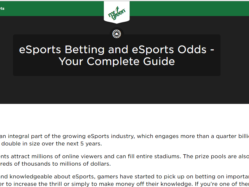 mr green esports Screenshot